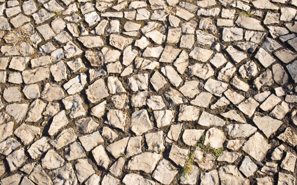 Stone mosaic pattern on a path