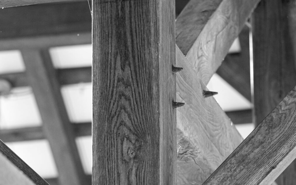 Traditional timber beam joinery and braces