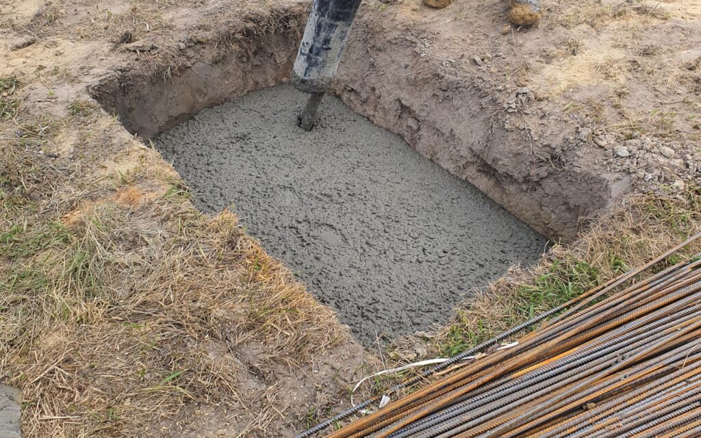 Concrete footing poured for a structure
